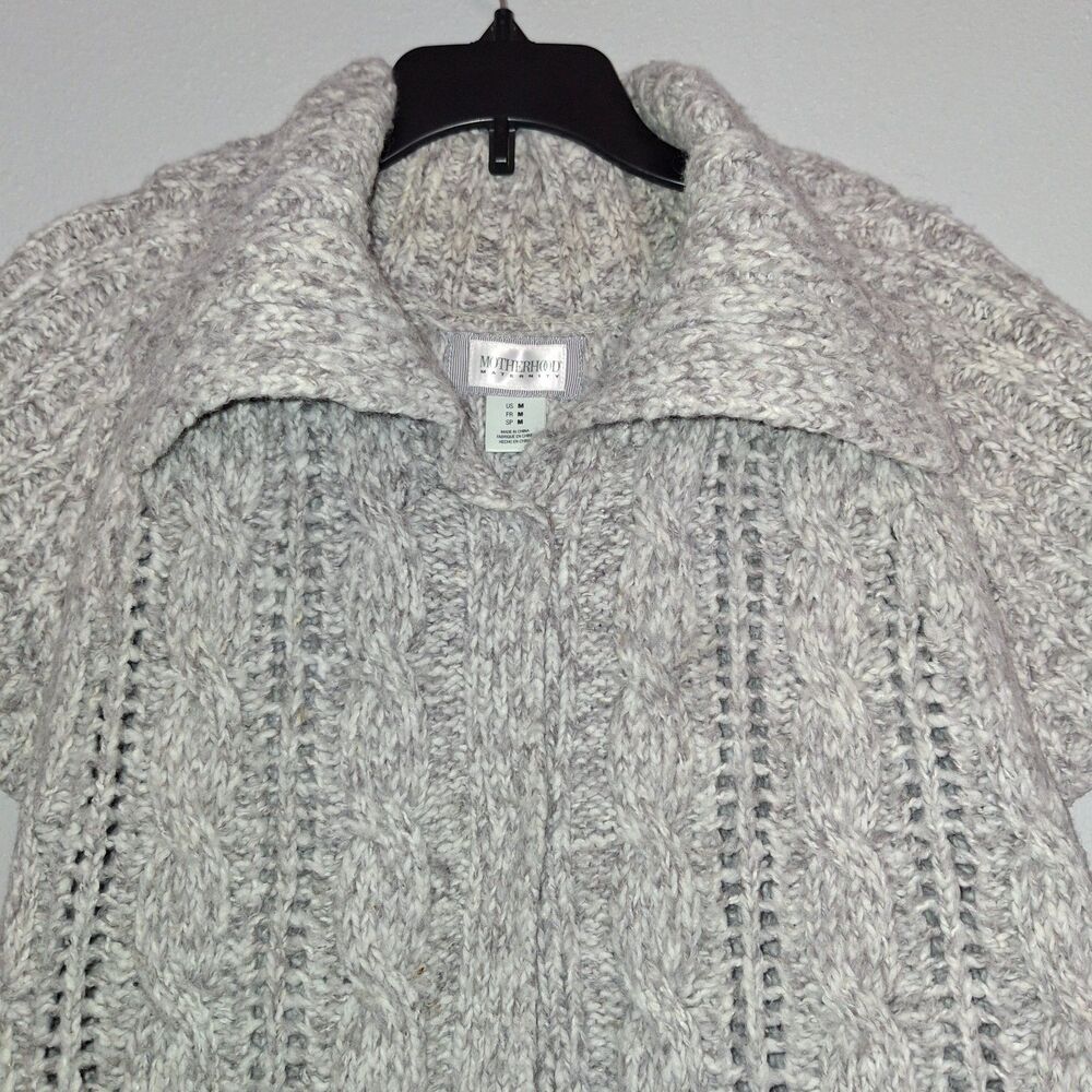Motherhood Maternity Cardigan Women’s Medium Grey Knit Open Front Sweater - Picture 5 of 14